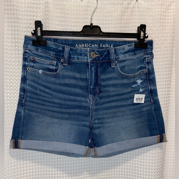 Women’s American Eagle‎ The Dream short High-Waisted Denim Midi Short size 10 - Picture 2 of 16